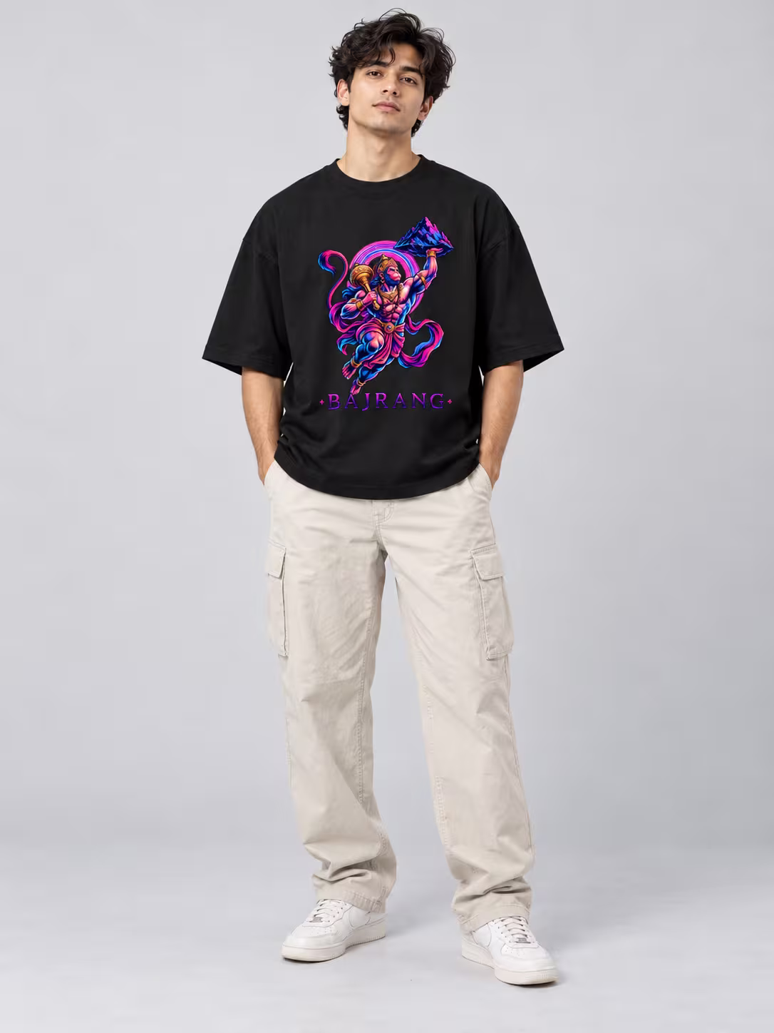 Bajrang Neon Hanuman Oversized T-Shirt
