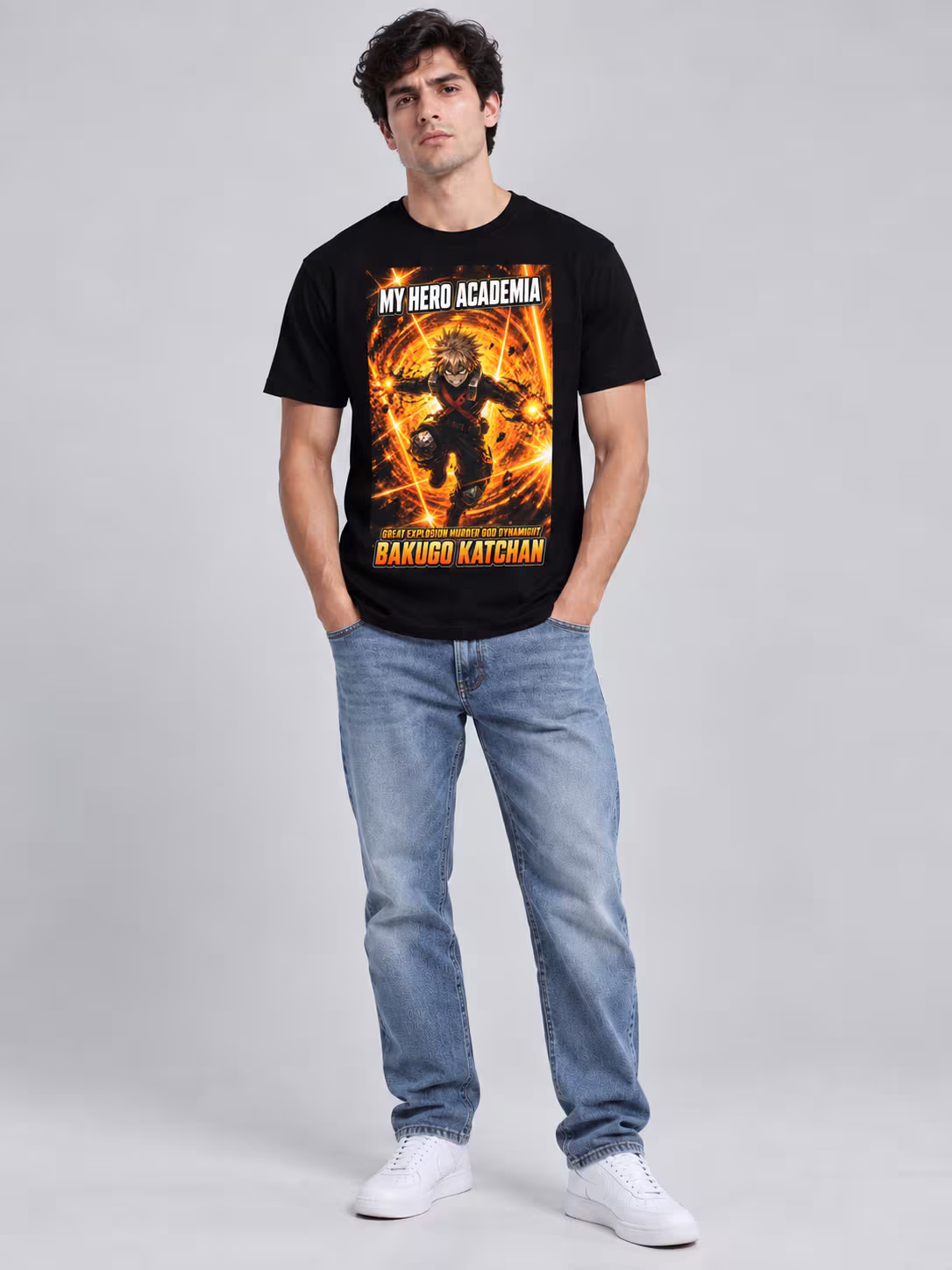 Bakugo Anime T-Shirt in Black, front