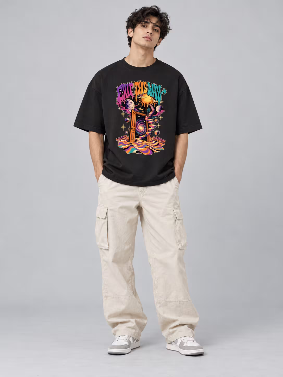 Exit This Way Oversized T-Shirt in Black, front