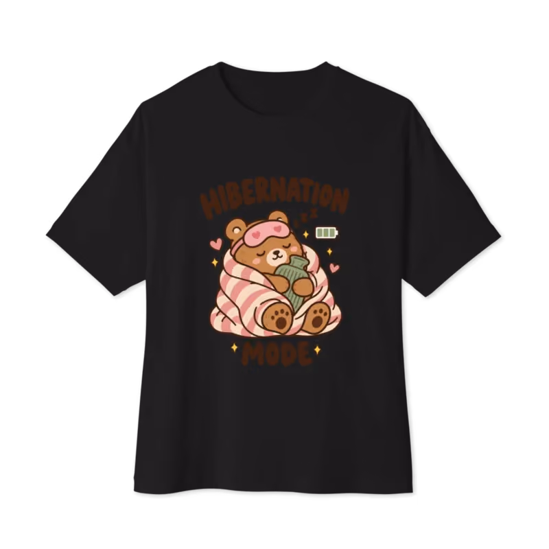 Hibernation Mode Oversized T-Shirt in Black, front