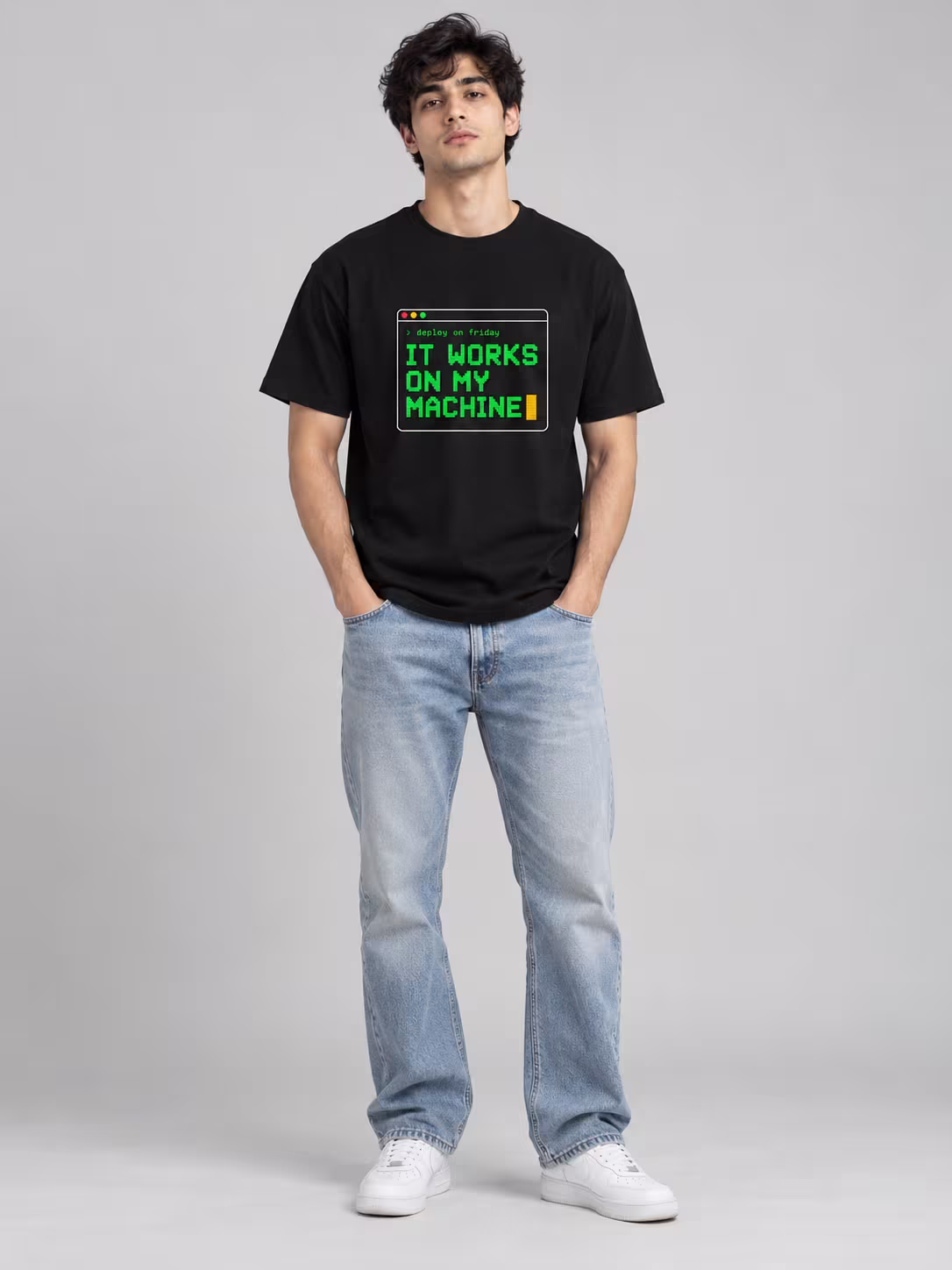 It Works On My Machine T-Shirt in Black, front