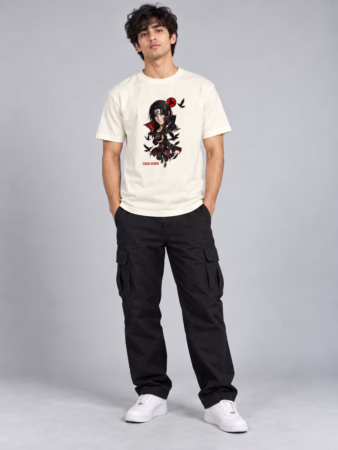 Itachi Uchiha Anime T-Shirt in Vintage White, front