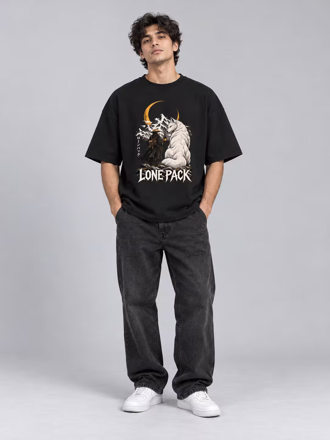 Lone Pack Oversized T-Shirt in Black, front
