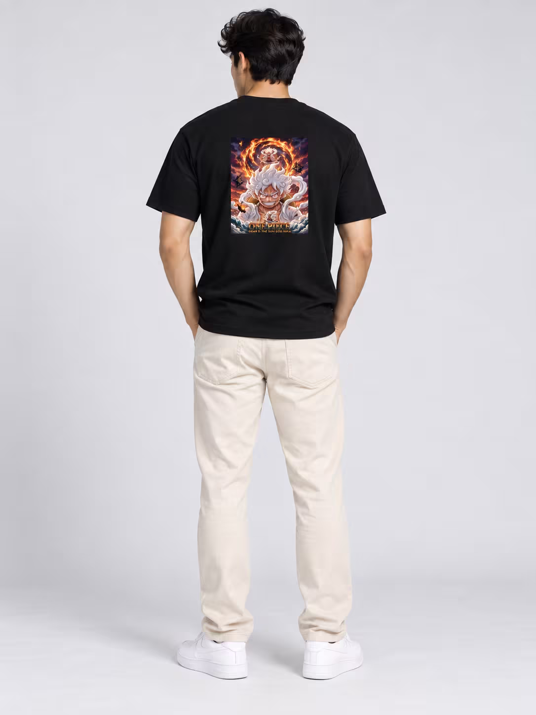 Luffy Gear 5 Anime T-Shirt in Black, front