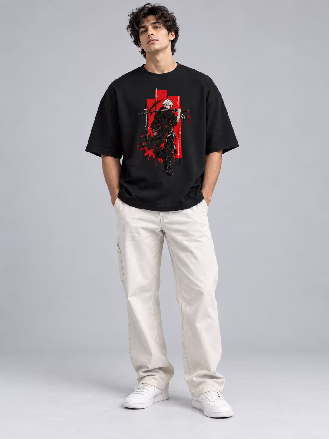 No Master Oversized T-Shirt in Black, front
