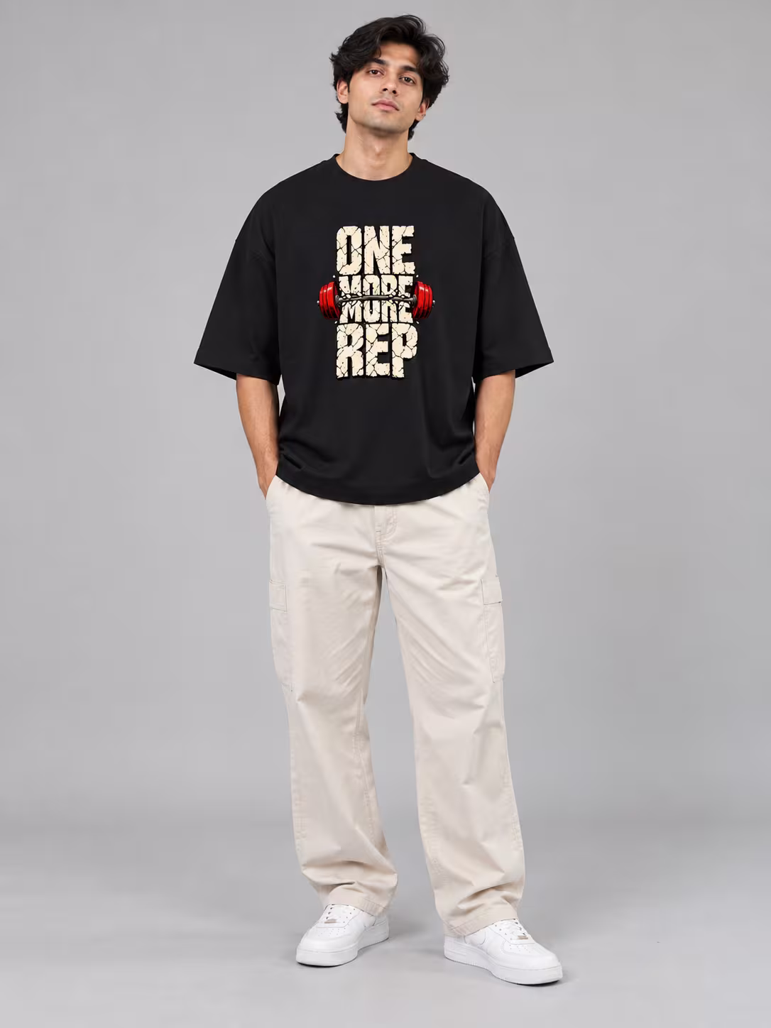 One More Rep Oversized T-Shirt in Black, front