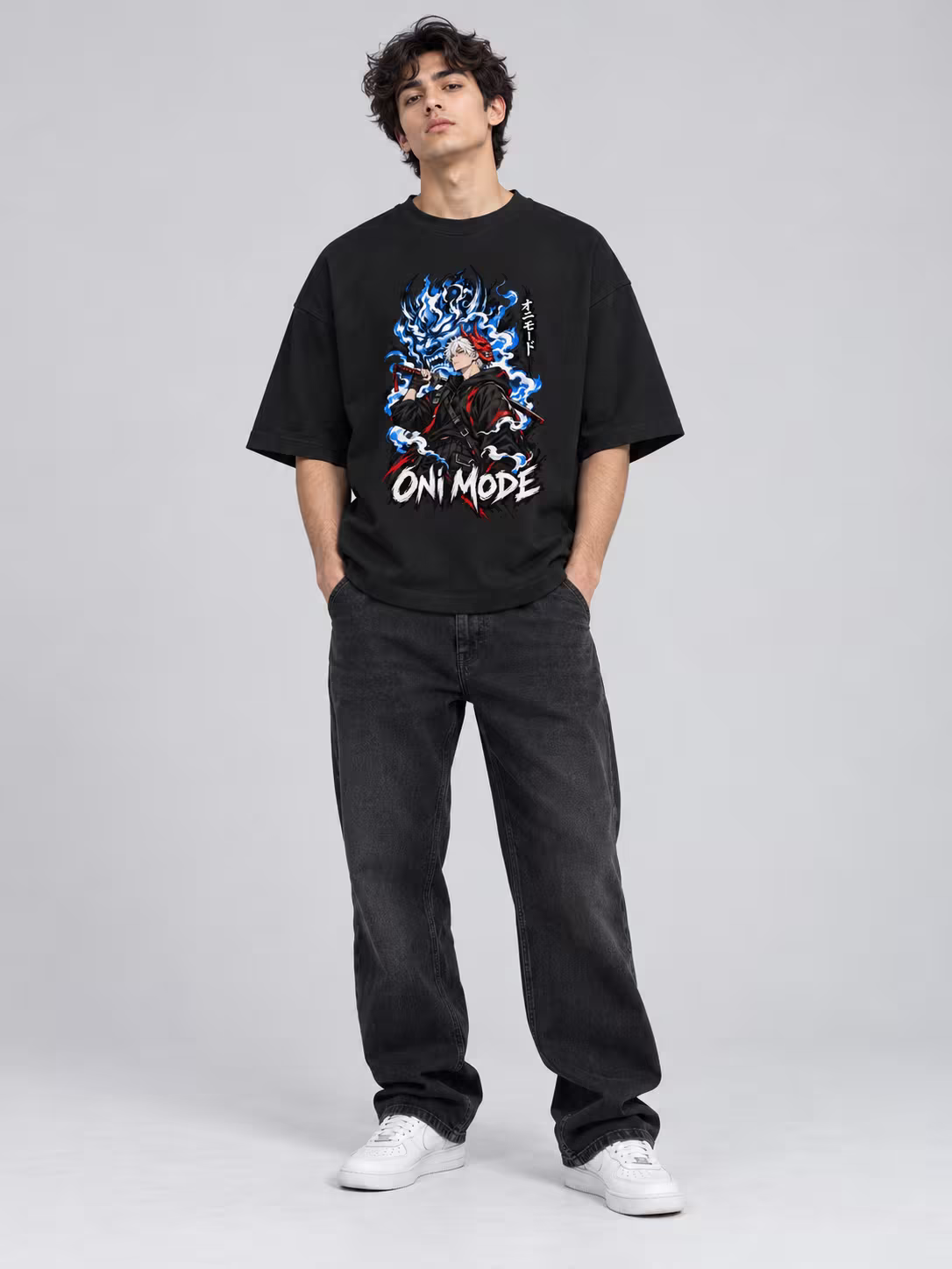 Oni Mode Oversized T-Shirt in Black, front