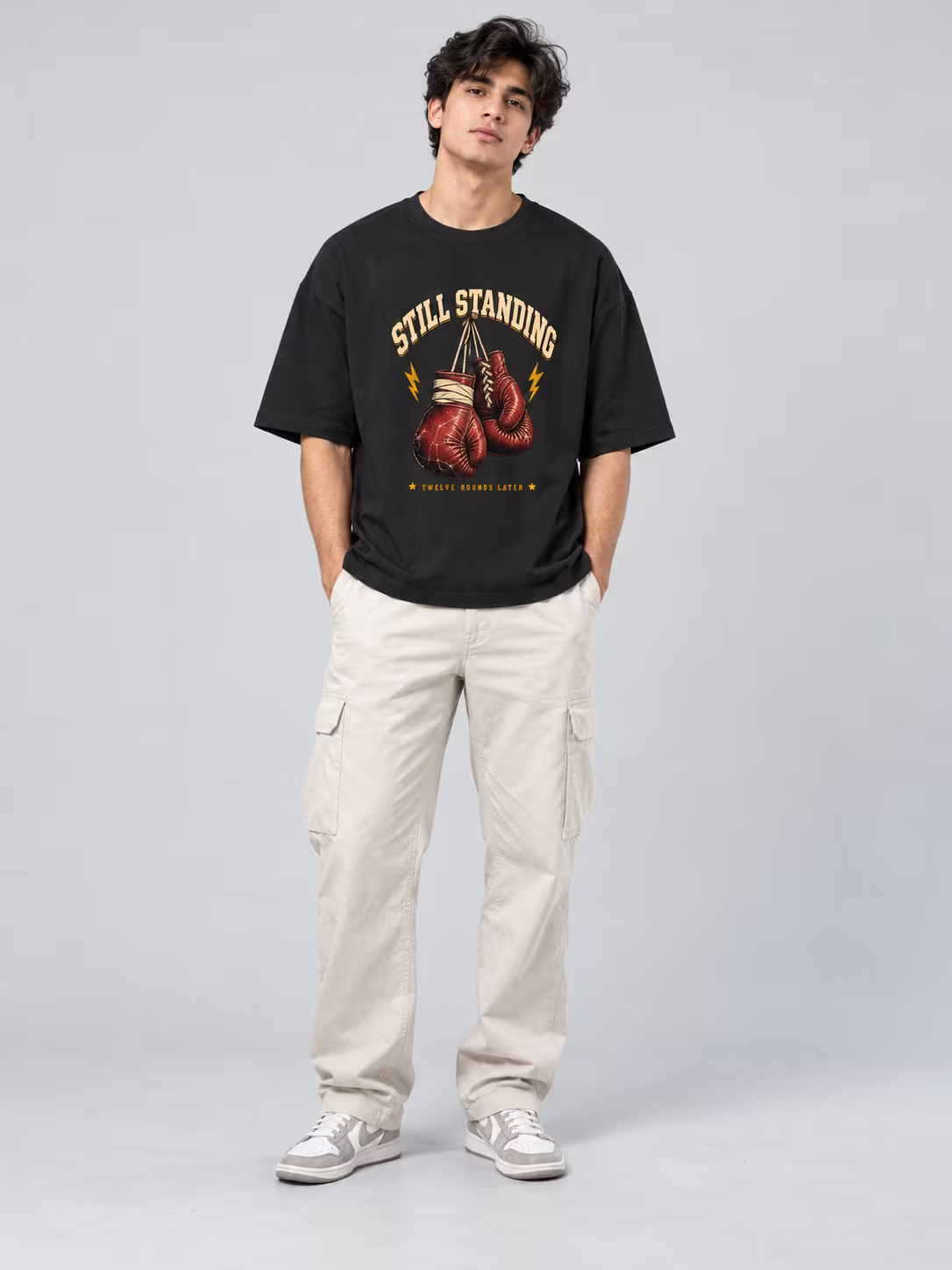 Still Standing Oversized T-Shirt in Black, front