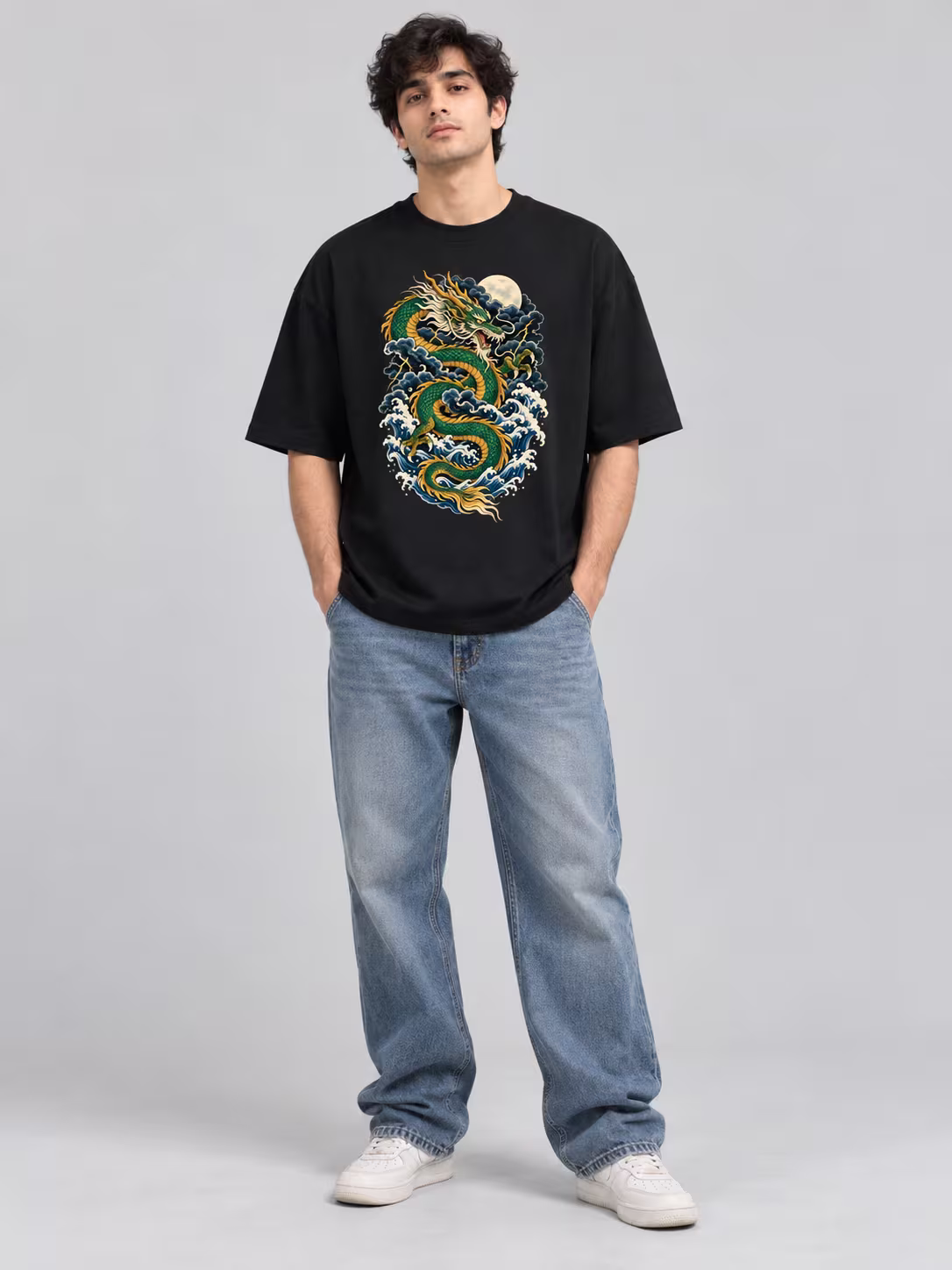 Storm Dragon Japanese Oversized T-Shirt